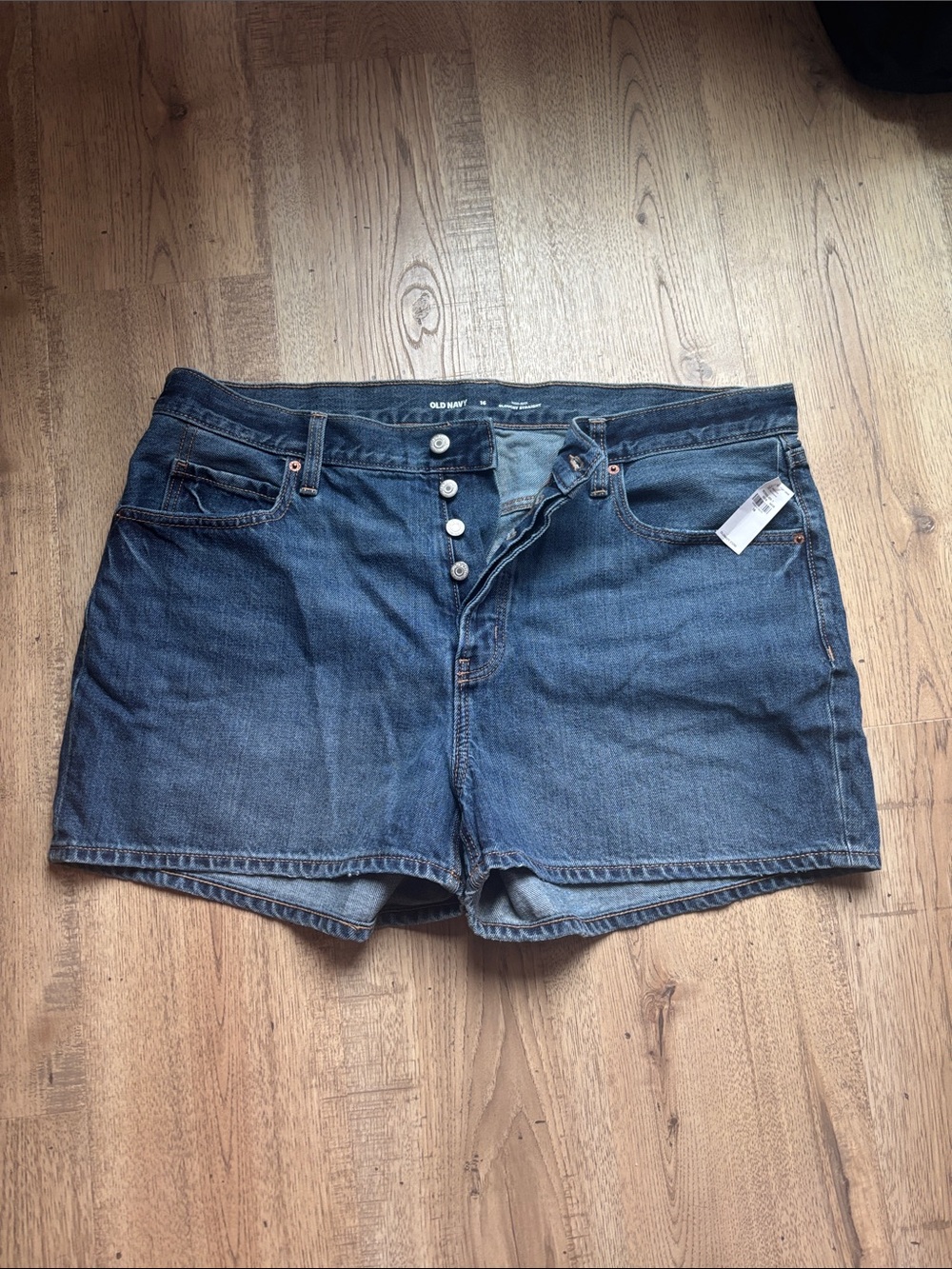 Old Navy Women's Dark Blue Denim Button-Fly Jean Shorts